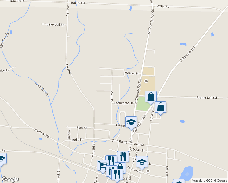 map of restaurants, bars, coffee shops, grocery stores, and more near 126 Vann Drive in Ashford