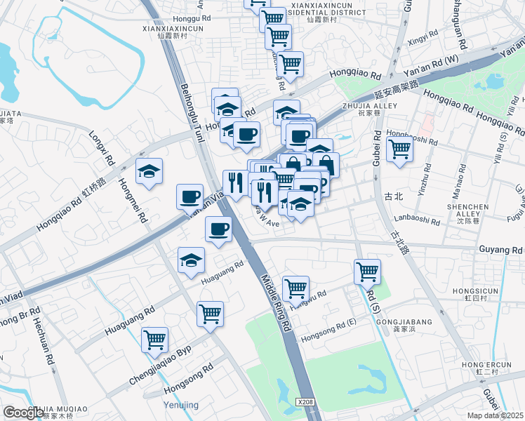 map of restaurants, bars, coffee shops, grocery stores, and more near in 