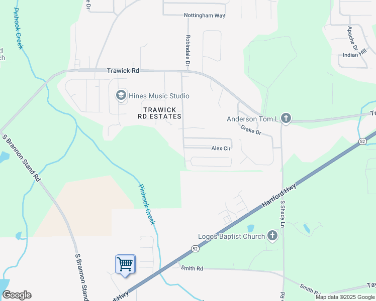 map of restaurants, bars, coffee shops, grocery stores, and more near 495 Alex Circle in Dothan