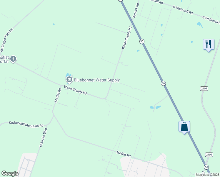 map of restaurants, bars, coffee shops, grocery stores, and more near 6715 Water Supply Road in Temple