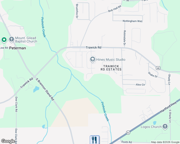 map of restaurants, bars, coffee shops, grocery stores, and more near 208 Paul Revere Run in Dothan