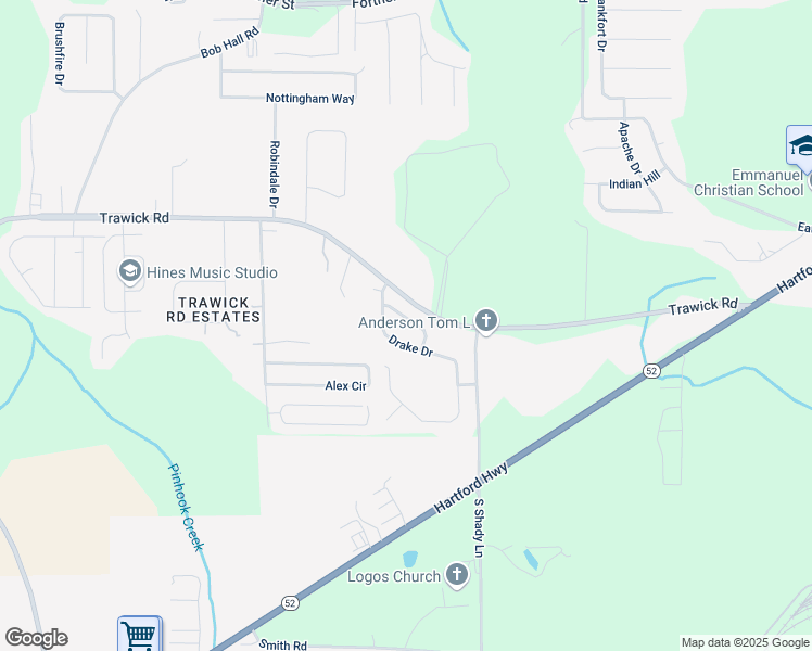 map of restaurants, bars, coffee shops, grocery stores, and more near 105 Teal Trail in Dothan