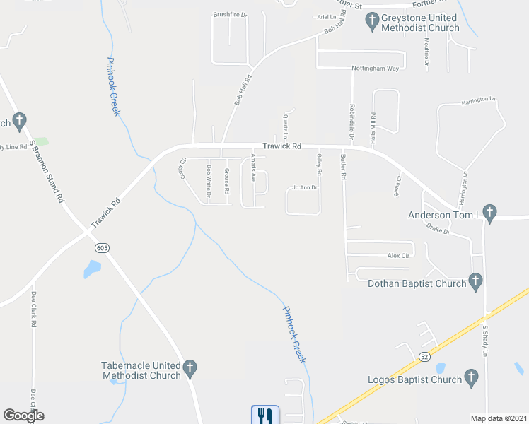 map of restaurants, bars, coffee shops, grocery stores, and more near 208 Paul Revere Run in Dothan