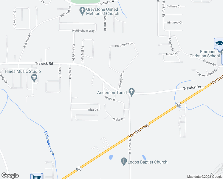 map of restaurants, bars, coffee shops, grocery stores, and more near 107 Teal Trail in Dothan