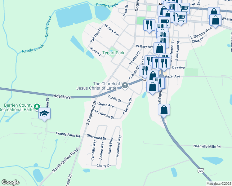 map of restaurants, bars, coffee shops, grocery stores, and more near 910 Adel Highway in Nashville