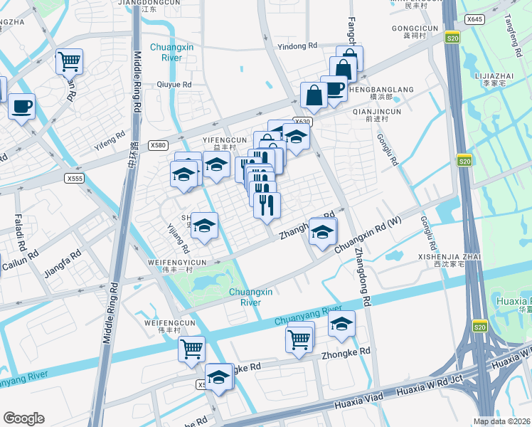 map of restaurants, bars, coffee shops, grocery stores, and more near in 
