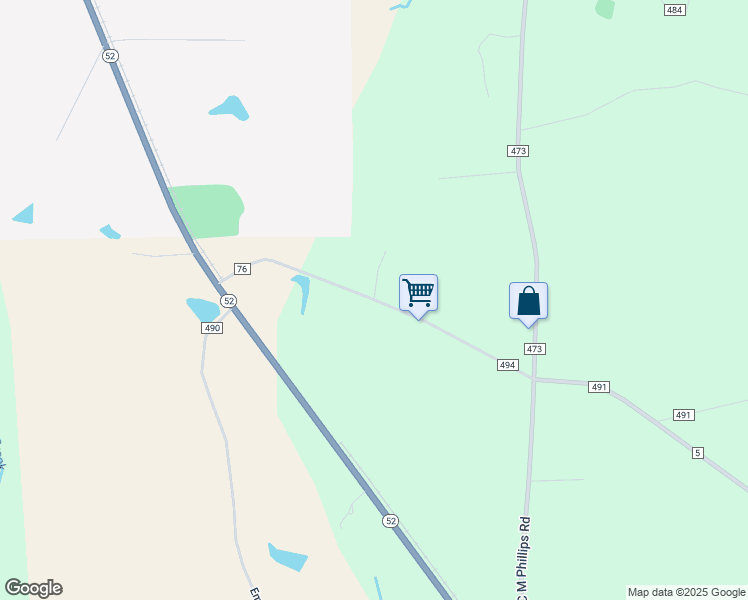 map of restaurants, bars, coffee shops, grocery stores, and more near 290 County Road 494 in Kinston