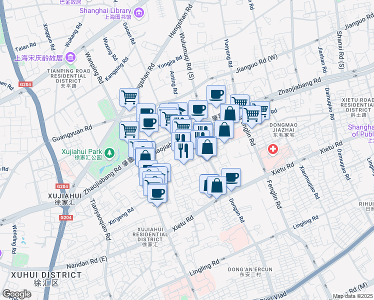 map of restaurants, bars, coffee shops, grocery stores, and more near in 