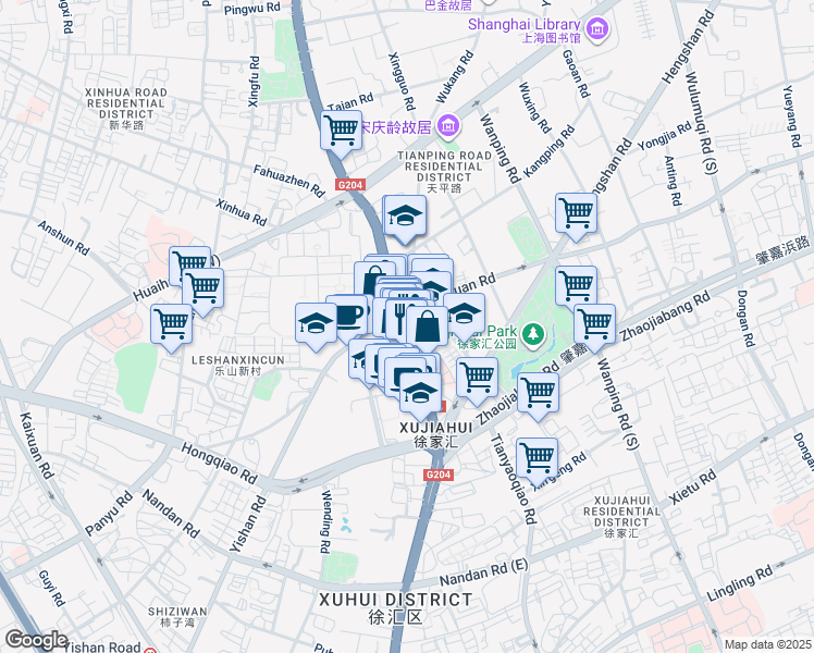 map of restaurants, bars, coffee shops, grocery stores, and more near in Shanghai