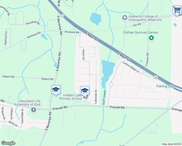 map of restaurants, bars, coffee shops, grocery stores, and more near 104 Superior Drive in Dothan