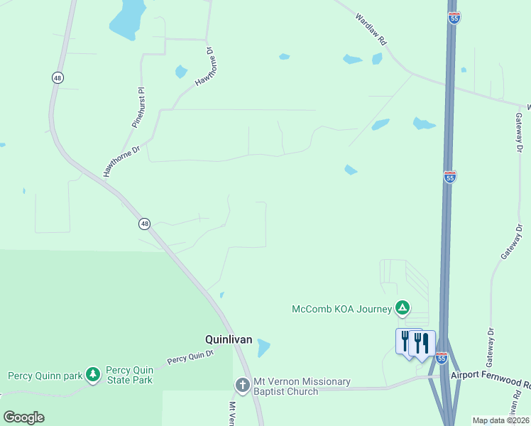 map of restaurants, bars, coffee shops, grocery stores, and more near 1098 Park Place in McComb