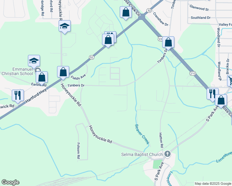 map of restaurants, bars, coffee shops, grocery stores, and more near 112 Inalaura Court in Dothan