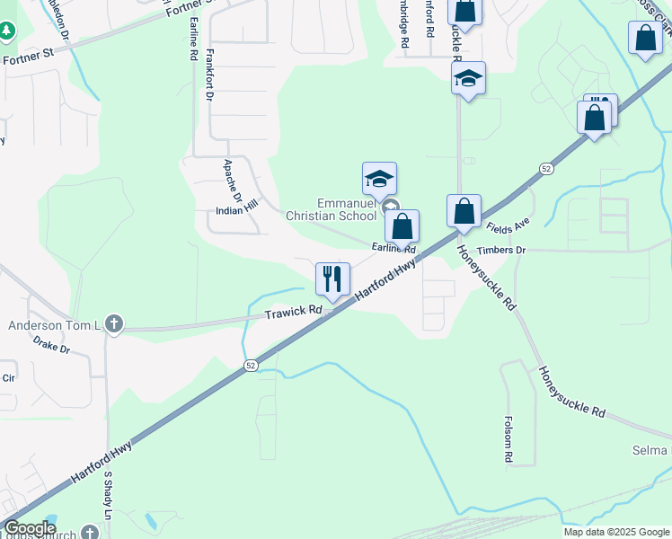 map of restaurants, bars, coffee shops, grocery stores, and more near 202 Autumn Ridge Drive in Dothan