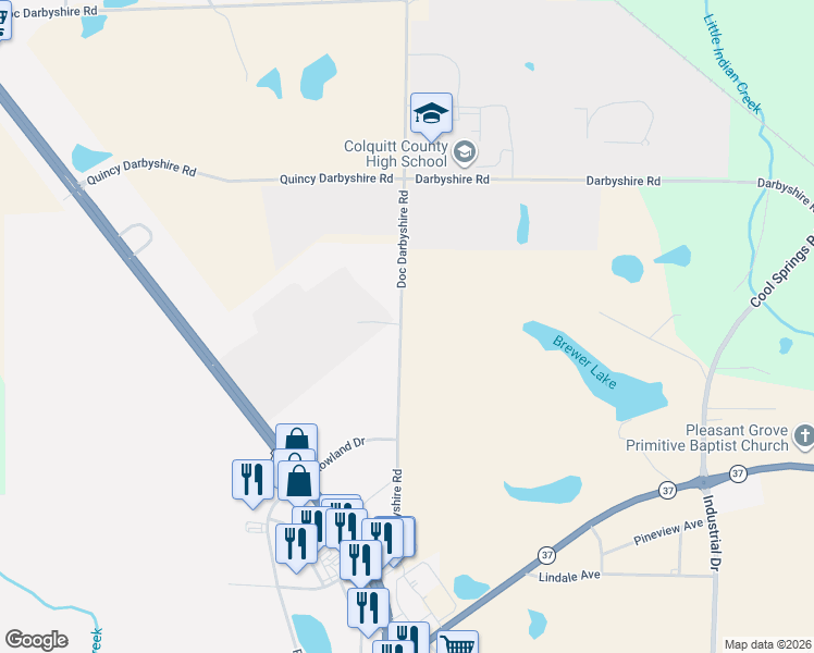 map of restaurants, bars, coffee shops, grocery stores, and more near 275-431 Doc Darbyshire Road in Norman Park