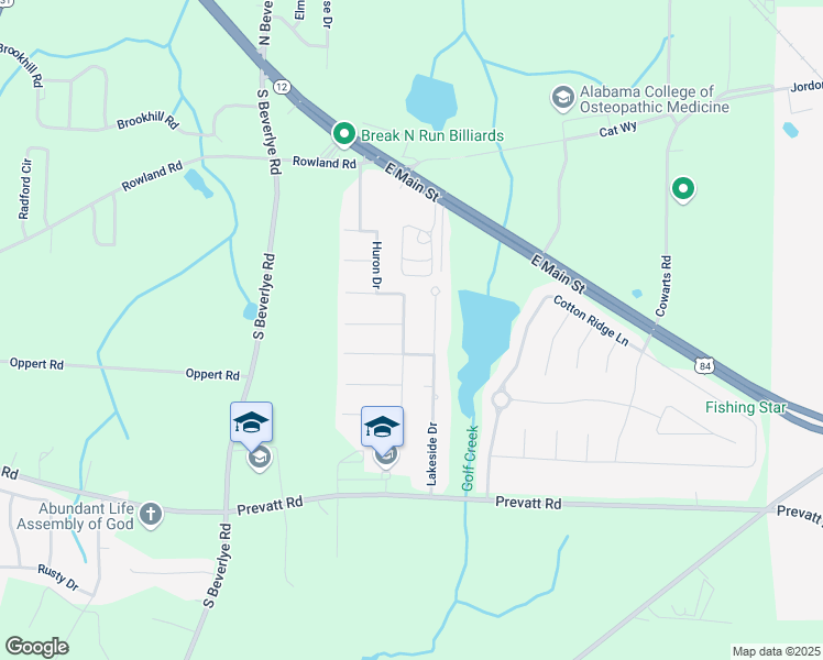 map of restaurants, bars, coffee shops, grocery stores, and more near 104 Superior Drive in Dothan