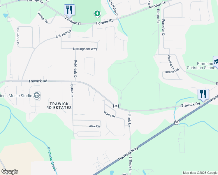 map of restaurants, bars, coffee shops, grocery stores, and more near 17 Harrington Lane in Dothan