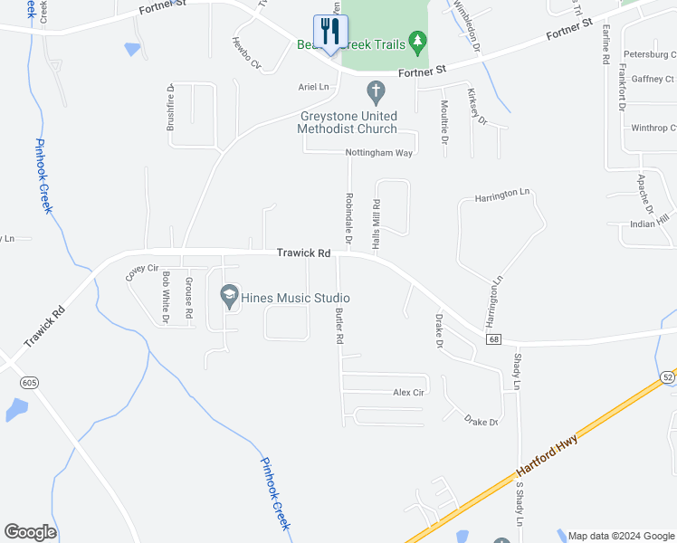 map of restaurants, bars, coffee shops, grocery stores, and more near 96 Butler Road in Dothan