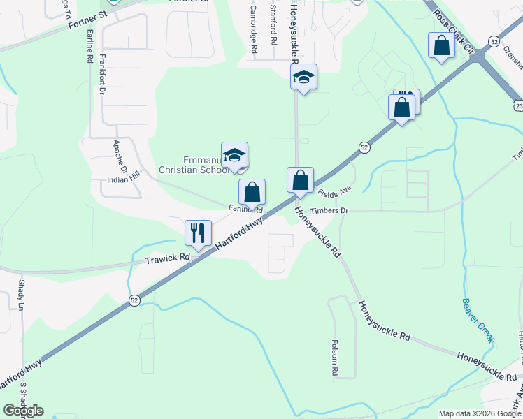 map of restaurants, bars, coffee shops, grocery stores, and more near 686 Earline Road in Dothan