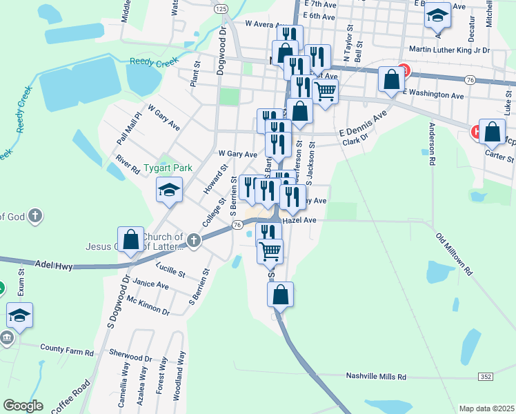 map of restaurants, bars, coffee shops, grocery stores, and more near 615 College Street in Nashville