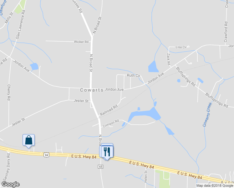 map of restaurants, bars, coffee shops, grocery stores, and more near 3110 Jordon Avenue in Cowarts