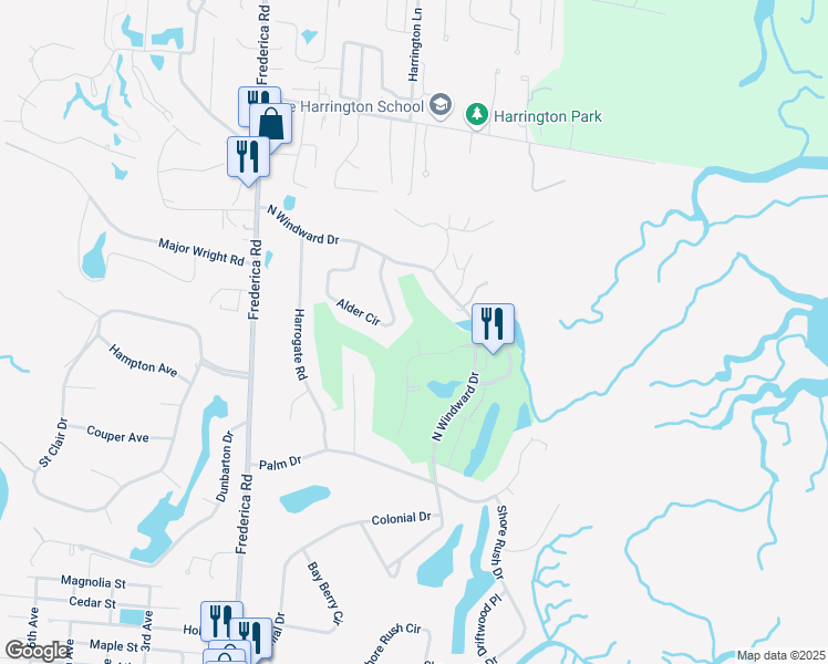 map of restaurants, bars, coffee shops, grocery stores, and more near 25 Country Club Court in St. Simons Island