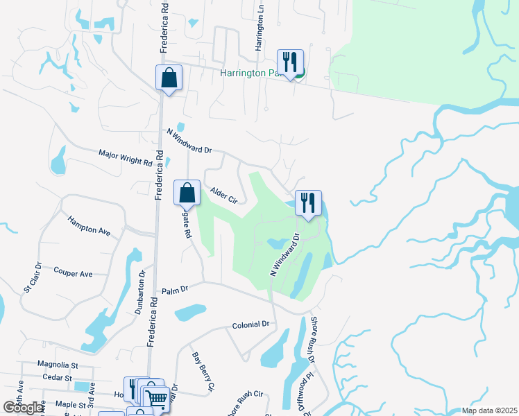 map of restaurants, bars, coffee shops, grocery stores, and more near 25 Country Club Court in St. Simons Island