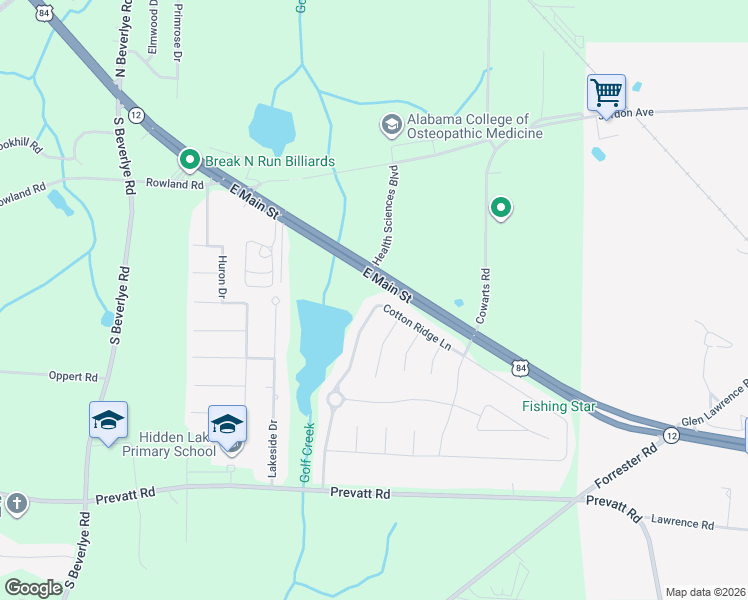 map of restaurants, bars, coffee shops, grocery stores, and more near 325 Cotton Ridge Lane in Dothan