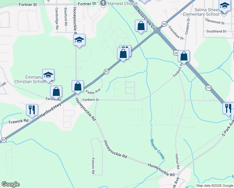 map of restaurants, bars, coffee shops, grocery stores, and more near 103 Danny Lane in Dothan