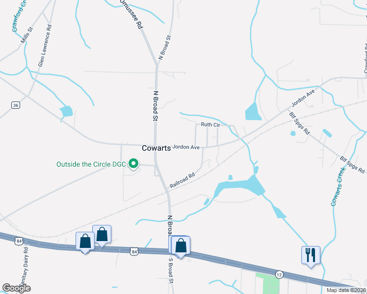 map of restaurants, bars, coffee shops, grocery stores, and more near 2932-3110 Jordon Avenue in Cowarts