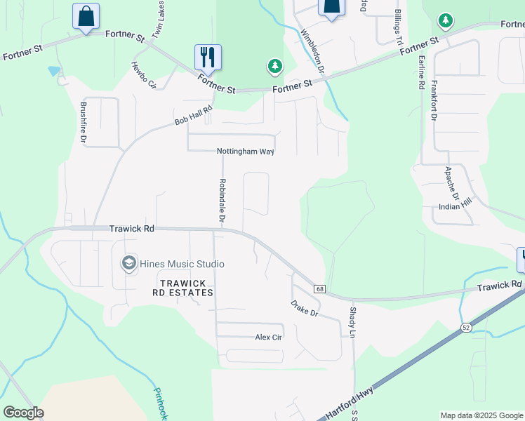 map of restaurants, bars, coffee shops, grocery stores, and more near 2632 Halls Mill Road in Dothan