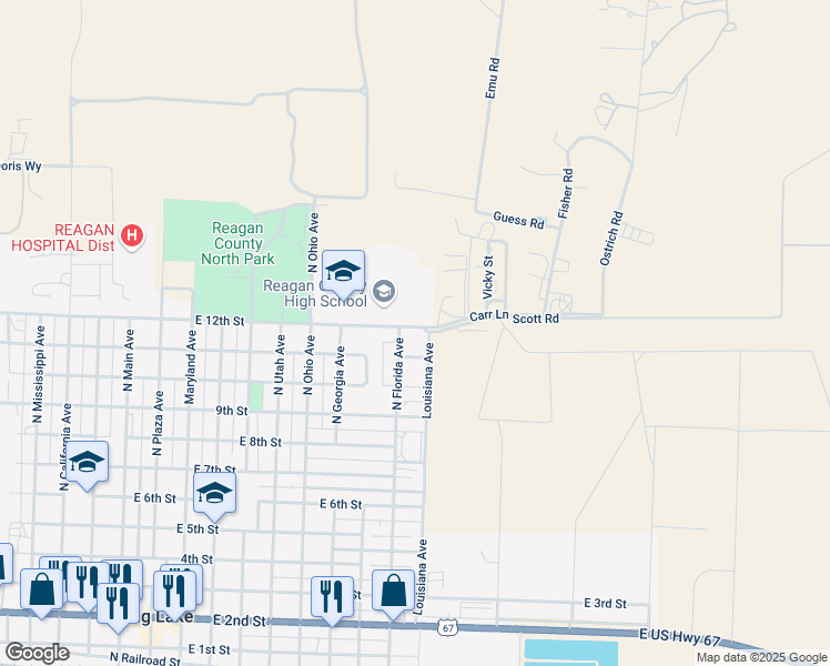 map of restaurants, bars, coffee shops, grocery stores, and more near 1111 East 12th Street in Big Lake