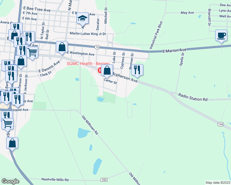 map of restaurants, bars, coffee shops, grocery stores, and more near 1228 Poplar Street in Nashville
