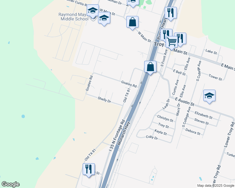 map of restaurants, bars, coffee shops, grocery stores, and more near 610 Church Avenue in Troy