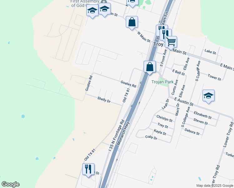 map of restaurants, bars, coffee shops, grocery stores, and more near 716 Church Avenue in Troy