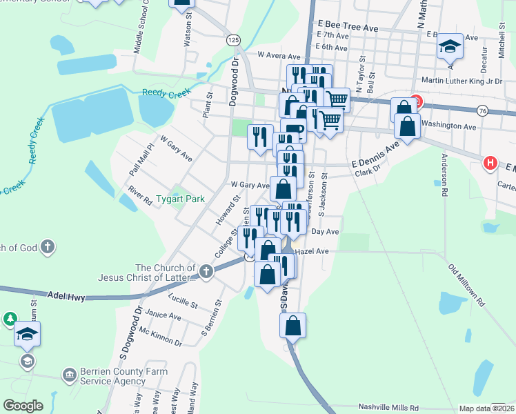 map of restaurants, bars, coffee shops, grocery stores, and more near 514 College Street in Nashville