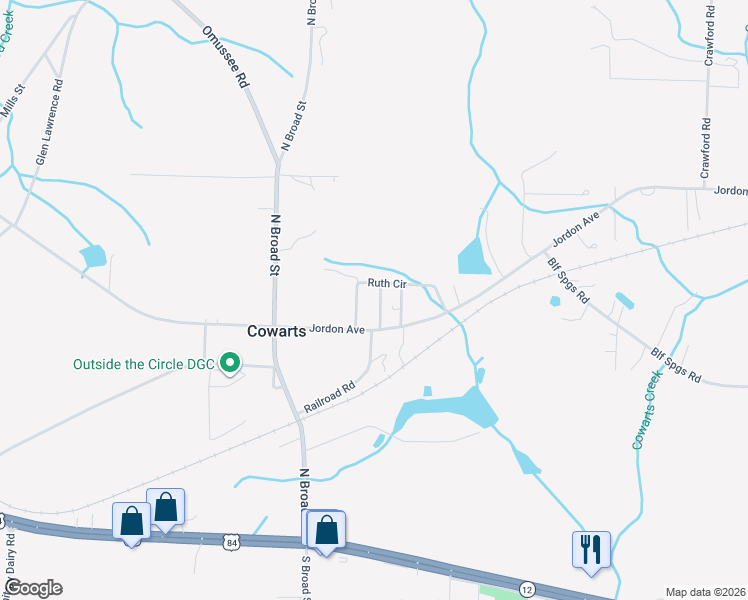 map of restaurants, bars, coffee shops, grocery stores, and more near 73 Martha Street in Cowarts