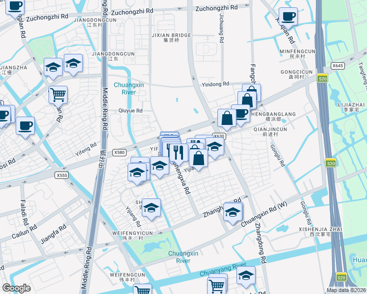 map of restaurants, bars, coffee shops, grocery stores, and more near in 