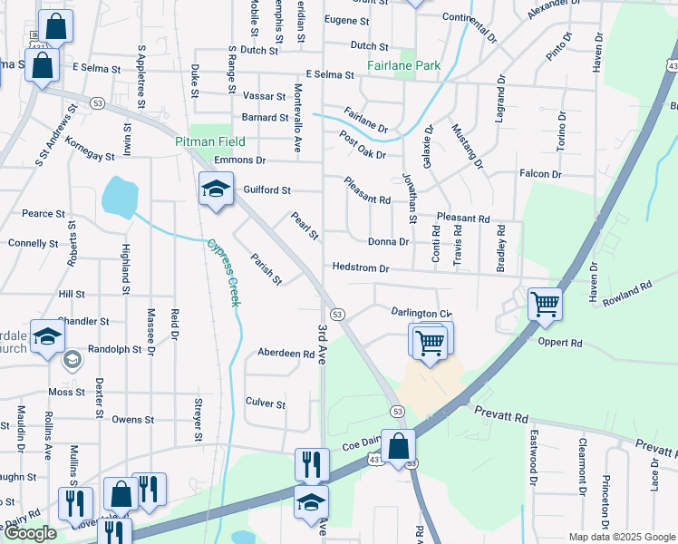 map of restaurants, bars, coffee shops, grocery stores, and more near 102 Hedstrom Drive in Dothan