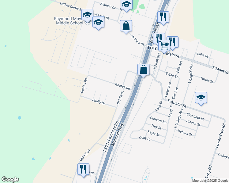 map of restaurants, bars, coffee shops, grocery stores, and more near 610 Church Avenue in Troy