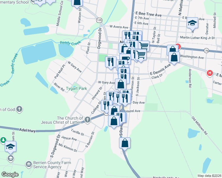 map of restaurants, bars, coffee shops, grocery stores, and more near 514 College Street in Nashville