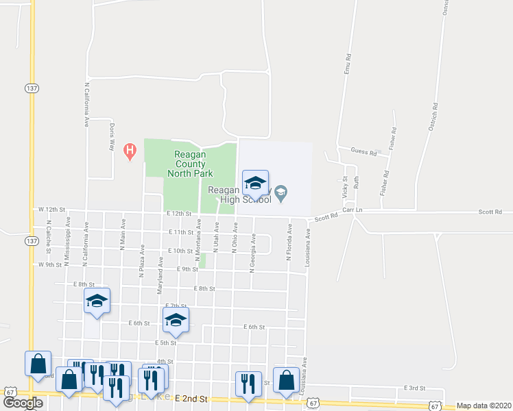 map of restaurants, bars, coffee shops, grocery stores, and more near 1111 East 12th Street in Big Lake