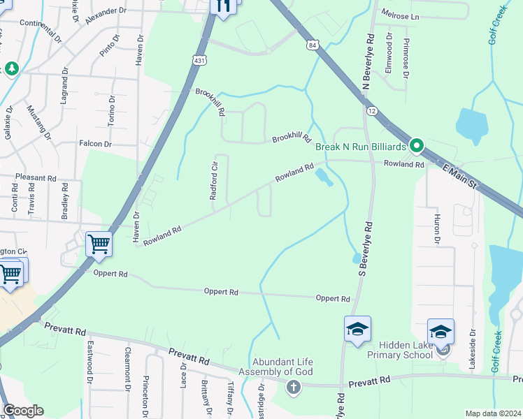 map of restaurants, bars, coffee shops, grocery stores, and more near 116 Tree Crest Road in Dothan