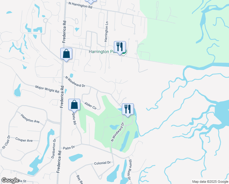 map of restaurants, bars, coffee shops, grocery stores, and more near 419 Fairway Villas in St. Simons Island