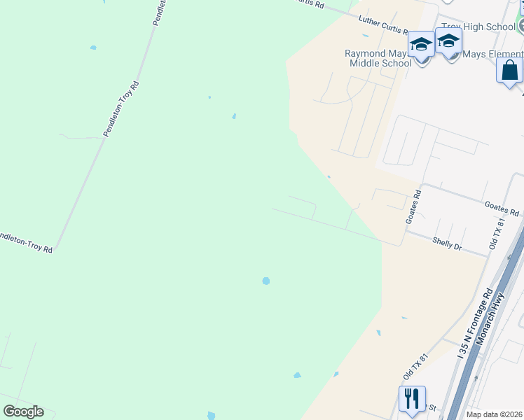 map of restaurants, bars, coffee shops, grocery stores, and more near 1679 Goates Road in Troy