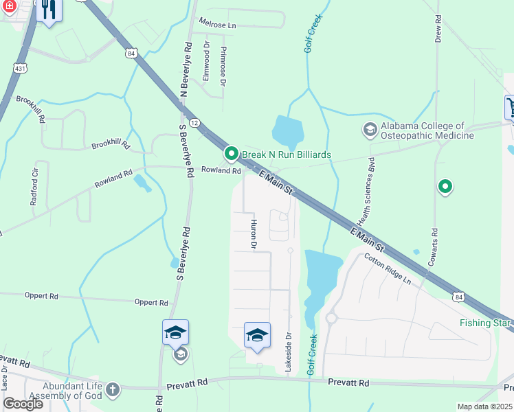 map of restaurants, bars, coffee shops, grocery stores, and more near Saint Lawrence Drive in Dothan
