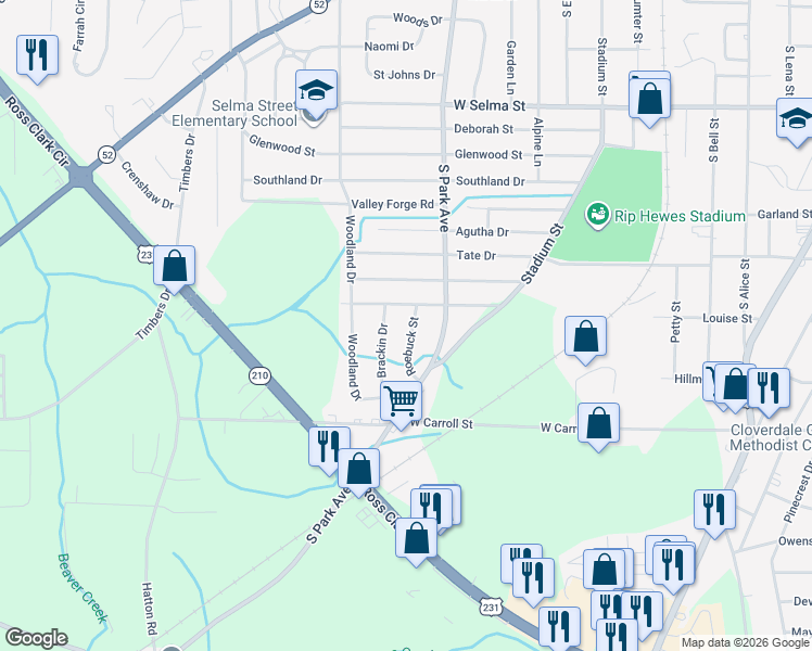 map of restaurants, bars, coffee shops, grocery stores, and more near 1209 Mendheim Dr in Dothan