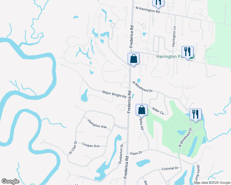 map of restaurants, bars, coffee shops, grocery stores, and more near 343 Major Wright Road in St. Simons Island