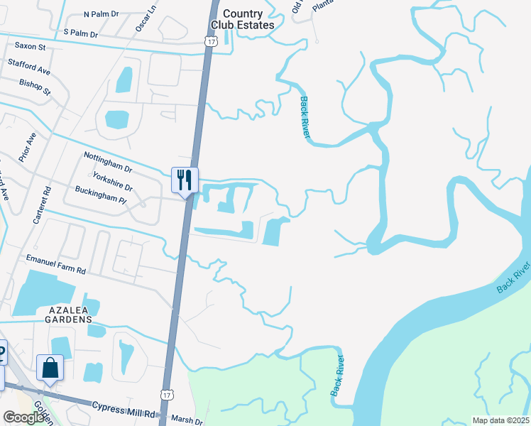 map of restaurants, bars, coffee shops, grocery stores, and more near 245 Pine Island Drive in Brunswick