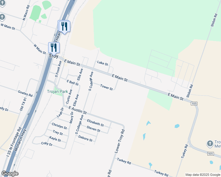 map of restaurants, bars, coffee shops, grocery stores, and more near 716 Tower Street in Troy