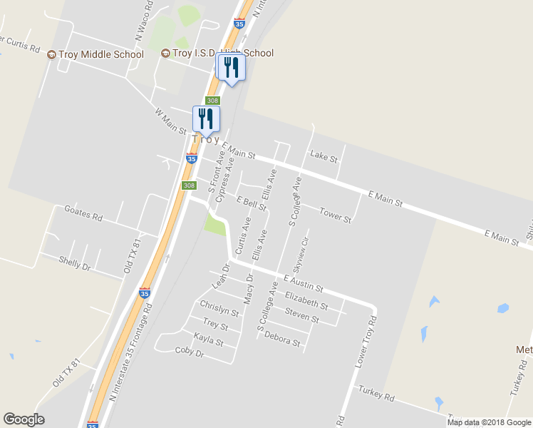 map of restaurants, bars, coffee shops, grocery stores, and more near 302 Ellis Avenue in Troy